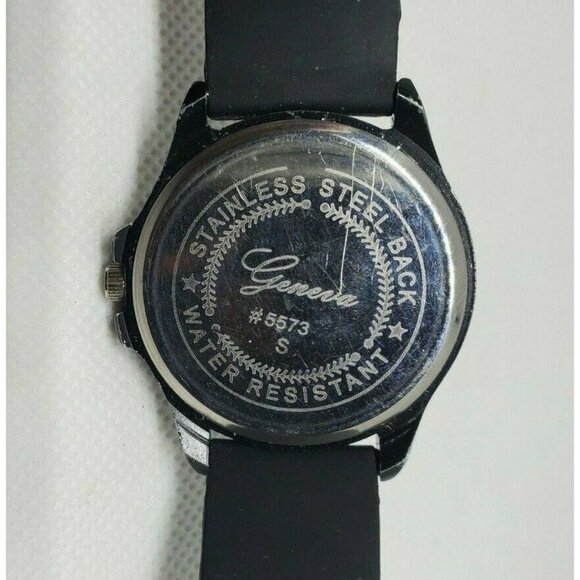 Geneva Silicone Band Stainless Steel Back Water Resistant Faux Diamond Watch - Picture 9 of 12